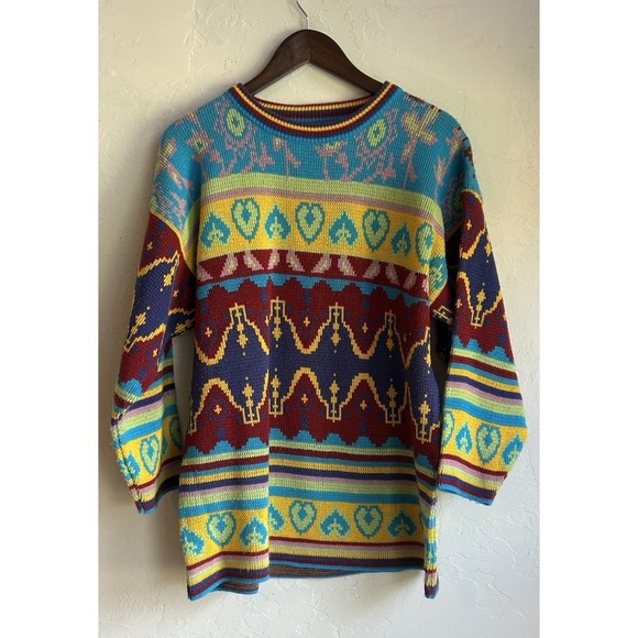 Roamans Sweaters - Vintage Roamans Pullover Sweater M Retro Artsy Grandpa Dopamine Heart Scandi